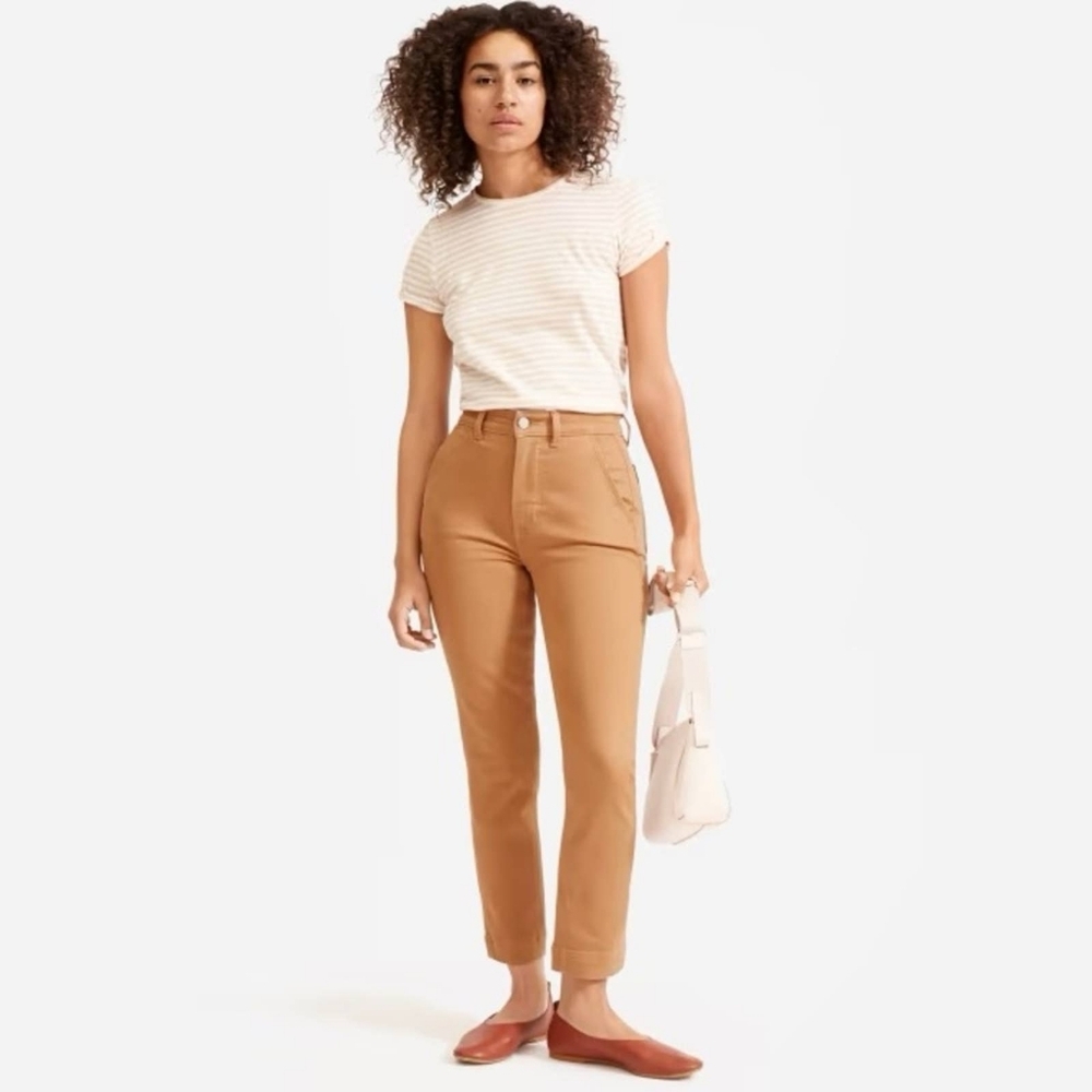 Everlane The Slim Leg Crop Pants Tawny Brown Womens Size 4 Coton Straight